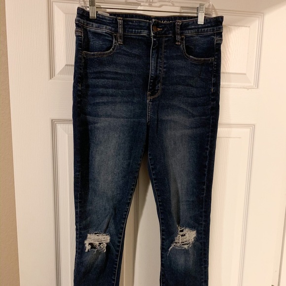 Denim - Distressed skinny jeans, Size 12, AE